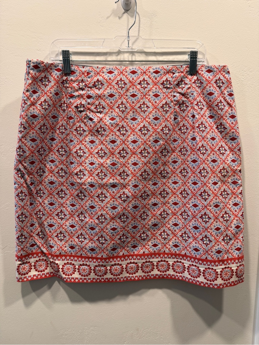 Talbots Red and White Geometric Mini Skirt